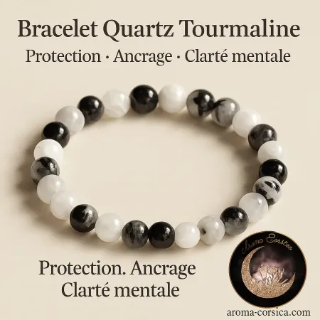 bracelet quartz tourmaline homme femme pour la protection et l'ancrage.
