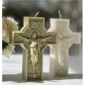 Bougie religieuse chrétienne sainte croix jésus christ