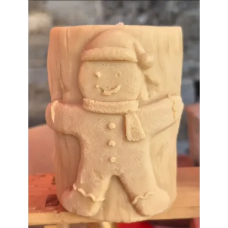 Bougie pilier bonhomme de neige