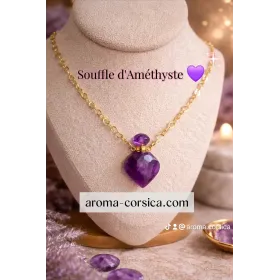 Souffle d’Améthyste – Collier pour femme en améthyste naturelle, bijou femme plaqué or 14 carats