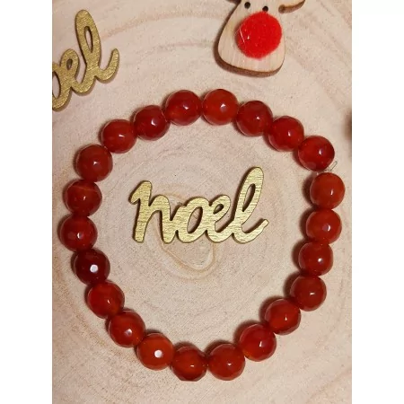 bracelet agate orange rouge perle facette