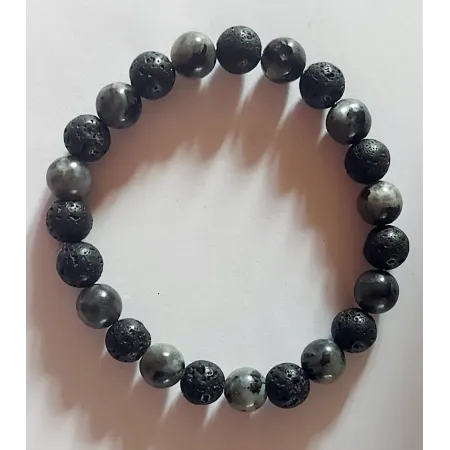 Bracelet en Larvikite – pierre de protection, Clarté Mentale & Ancrage