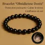 bracelet homme femme en obsidienne doré - protection - ancrage - stress