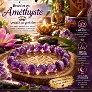 Bracelet anti-stress, anxiété, sommeil en Améthyste