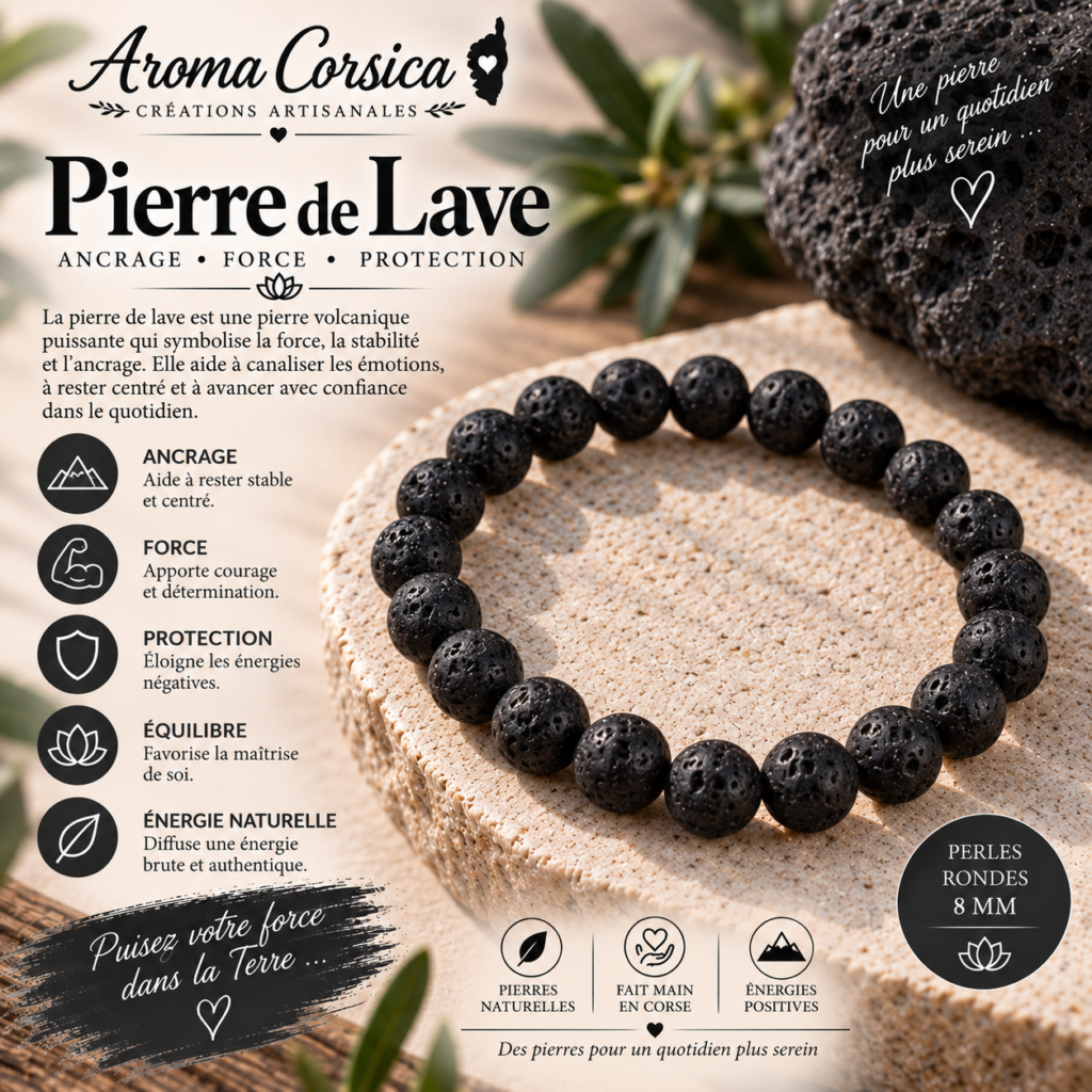 Bracelet en pierre de lave pour homme