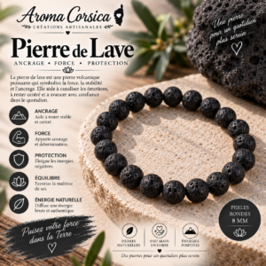 Bracelet en pierre de lave pour homme
