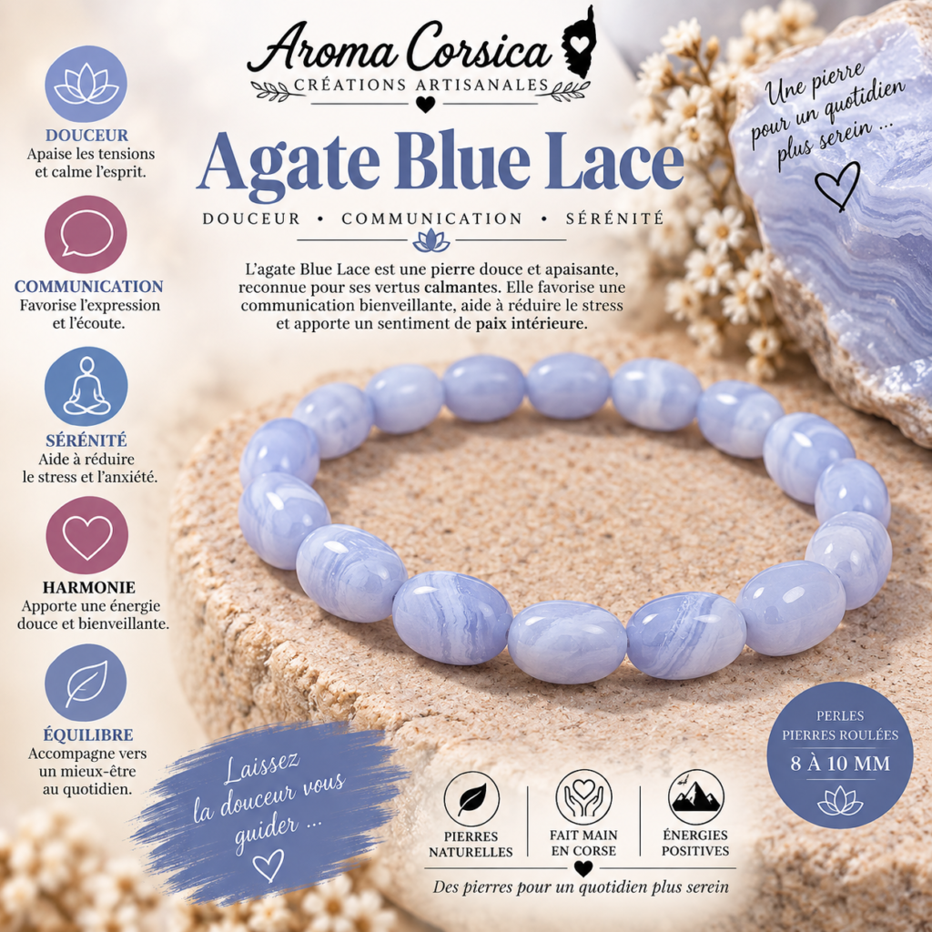 Bracelet en agate blue lace