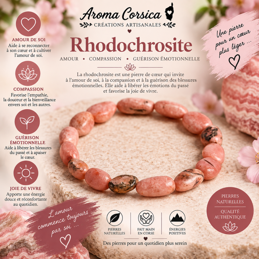 Bracelet en pierre naturelle de rhodochrosite