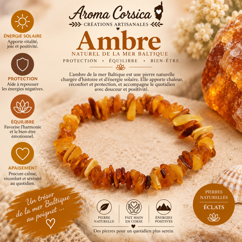 Bracelet en vrai ambre de la mer Baltique