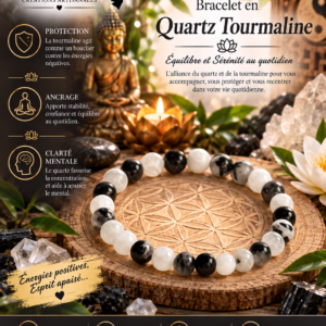 Bracelet pour homme et femme en quartz tourmaline