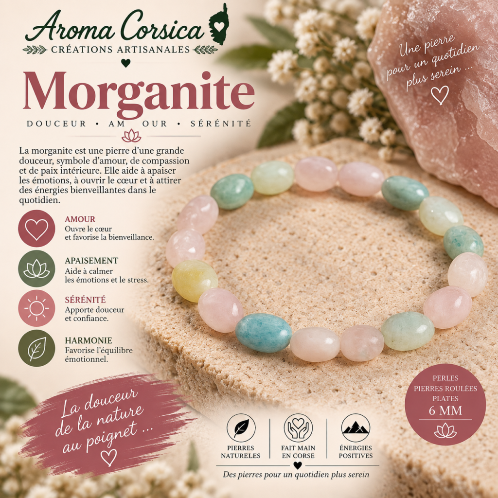 Bracelet pour femme en pierre naturelle de morganite
