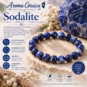 Bracelet pour homme en pierre de sodalite bleue