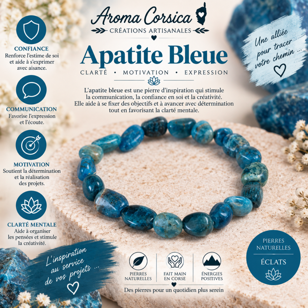 Bracelet en apatite bleue