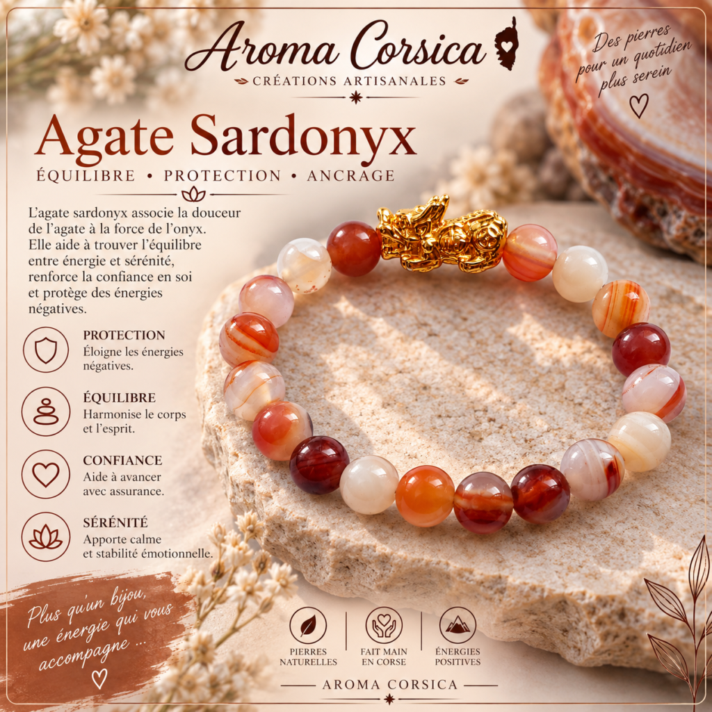 Bracelet en pierre agate sardonyx