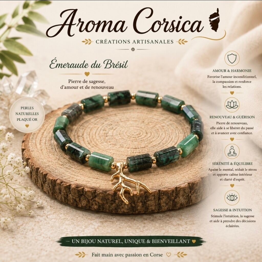 Bracelet en pierre émeraude
