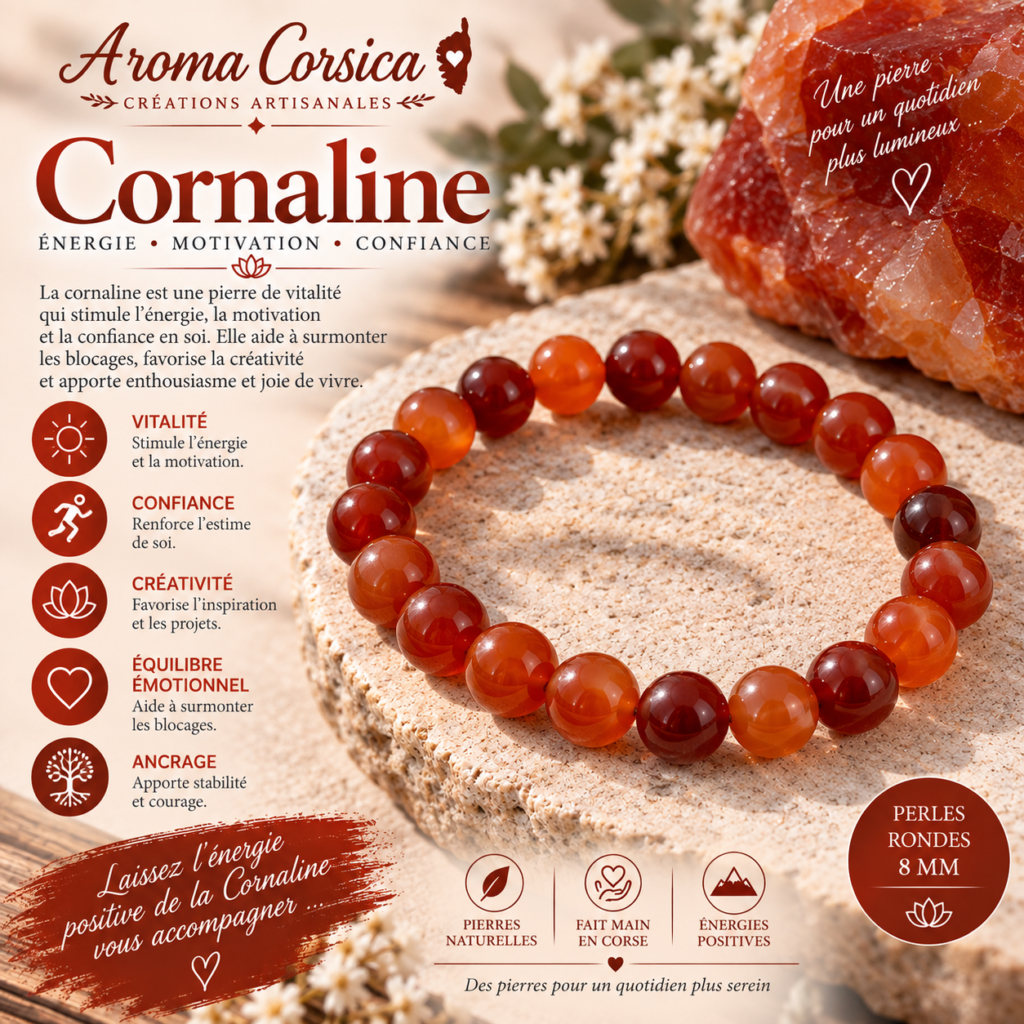Bracelet en pierre naturelle agate cornaline