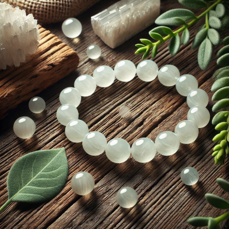 Bracelet en pierre sélénite - nettoyage et purification de l'aura et des chakras