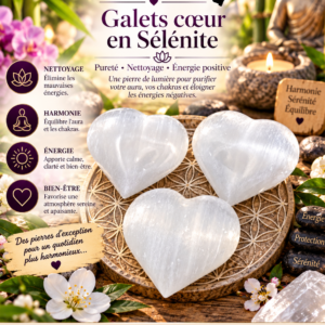 Galet cœur pierre sélénite