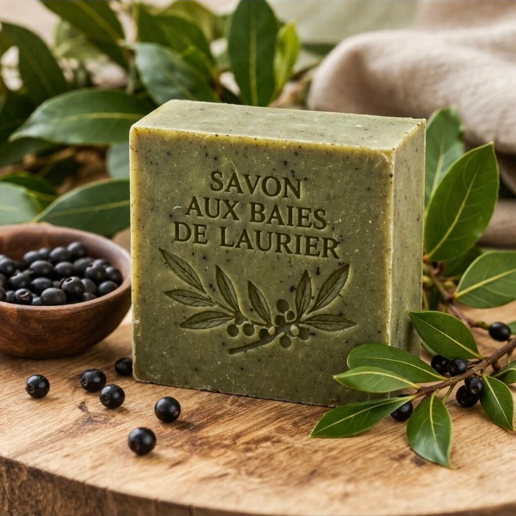 Savon naturel aux baies de laurier bio pour l'eczéma, la dermatose, le psoriasis, les problèmes de peau