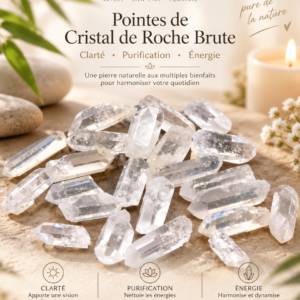 Pointe de cristal de roche brute