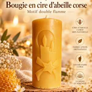 Bougie cire d'abeille corse double flamme