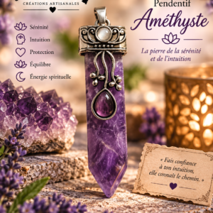 Pendentif en améthyste - Pierre anti-stress