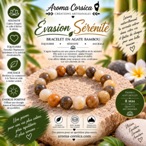 Bracelet en pierre agate bambou