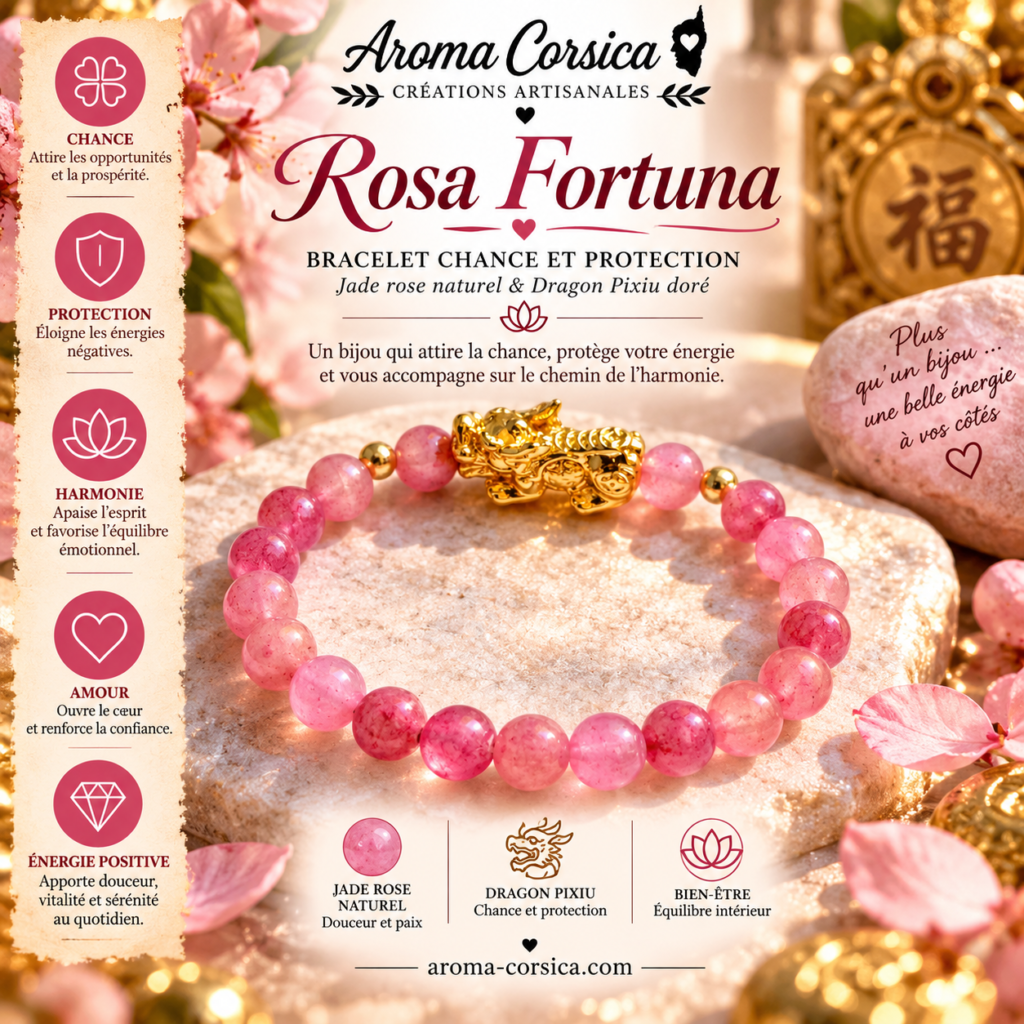 Bracelet Feng shui en jade rose