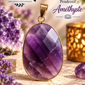 Pendentif améthyste pierre anti-stress