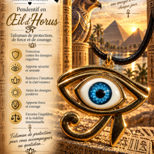 Pendentif, collier, talisman œil d'Horus protection.