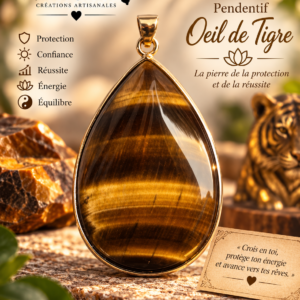 Pendentif en oeil de tigre - Protection homme et femme