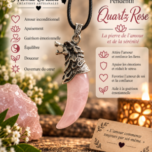 Pendentif en quartz rose - Pierre pour l'amour