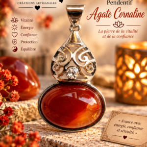 Pendentif collier en cornaline pour femme