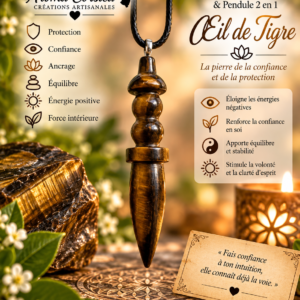 Pendule en pierre oeil de tigre