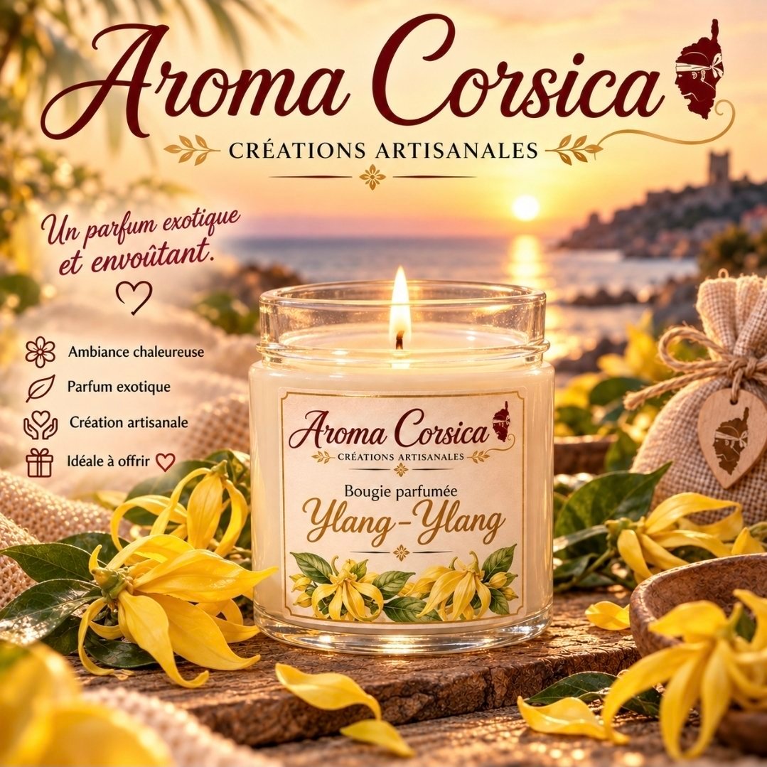 Bougie Naturelle Parfumée Ylang-Ylang 140g | Cire de Colza 1 Bougie Naturelle Parfumée Ylang-Ylang 140g | Cire de Colza