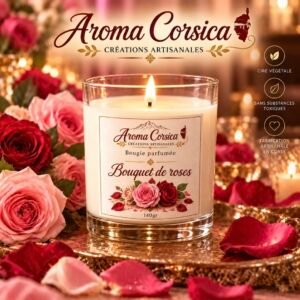 Bougie Naturelle Parfumée Bouquet de Roses 140g | Cire de Colza